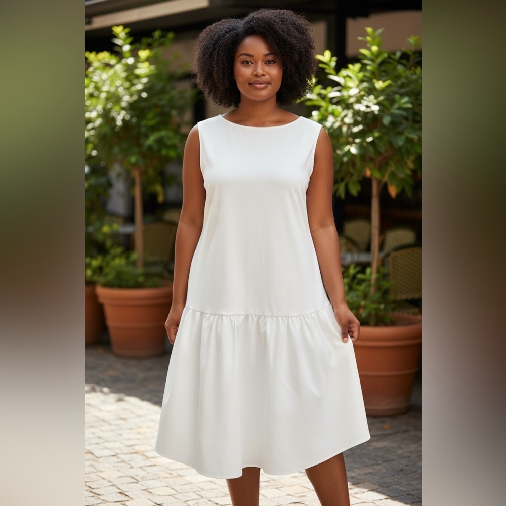 A New Day Cream Drop Waist Midi Dress Sleeveless XXL NWT